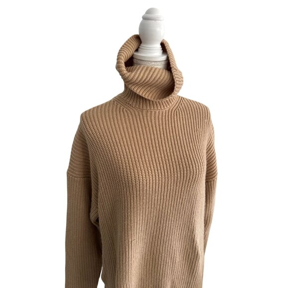 WAYF Camel Knit Turtleneck Long Sleeve Tunic Sweater Size Small - Picture 4 of 13